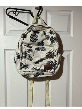 Pineapple Print Canvas Backpack - Cream & Black